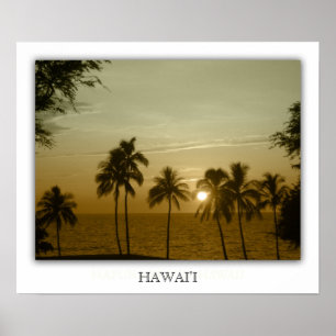 Póster Sunset na praia de hapuna, Havaí