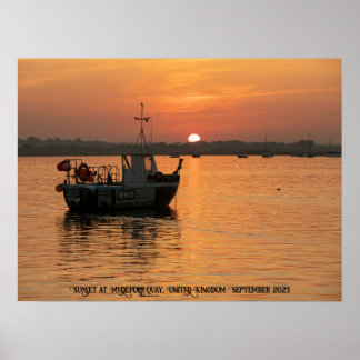 Poster Sunset no cais de Mudeford, Reino Unido