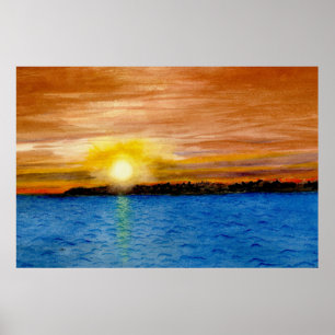 Poster Sunset no Condado de Poror, Wisconsin, grande