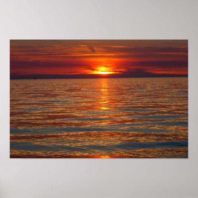 Póster Sunset no lago Michigan 4 (Frente)
