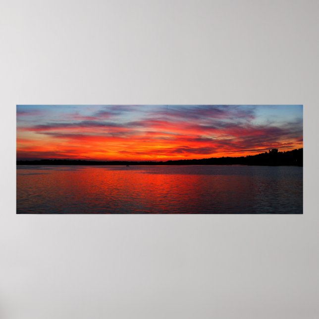 Poster Sunset no lago oeste Panorama (Frente)