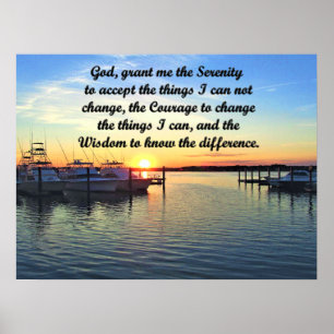 POSTER SUNSET NO LAGO SERENITY PRAYER ORIGINAL