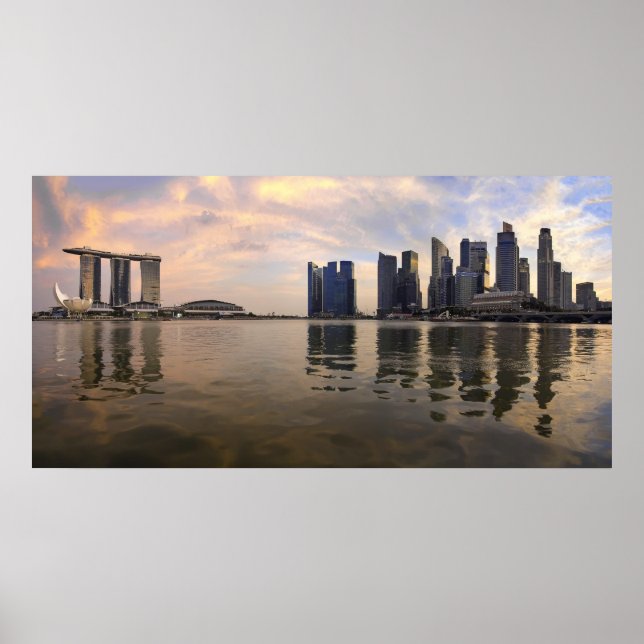 Poster Sunset no Skyline de Singapura (Frente)