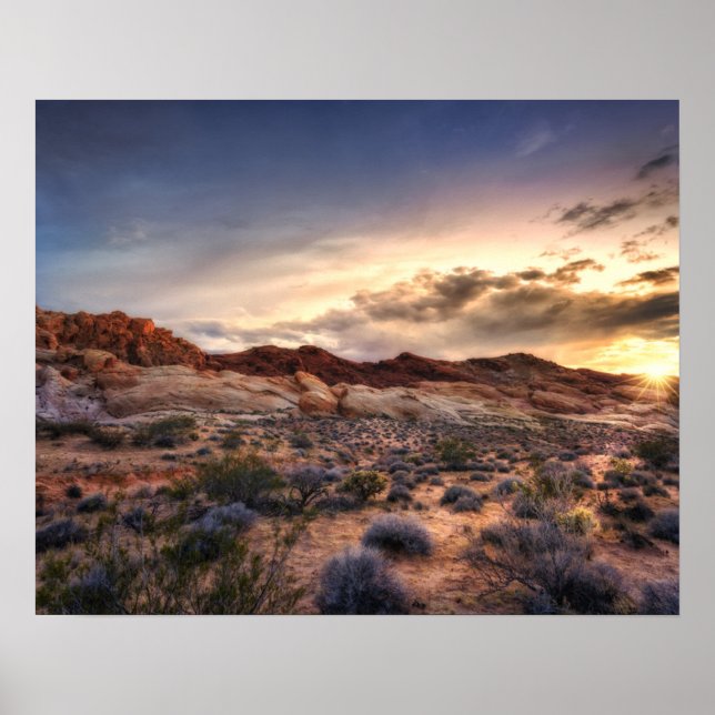 Poster Sunset no Vale do Fogo State Park | Nevada, EUA (Frente)