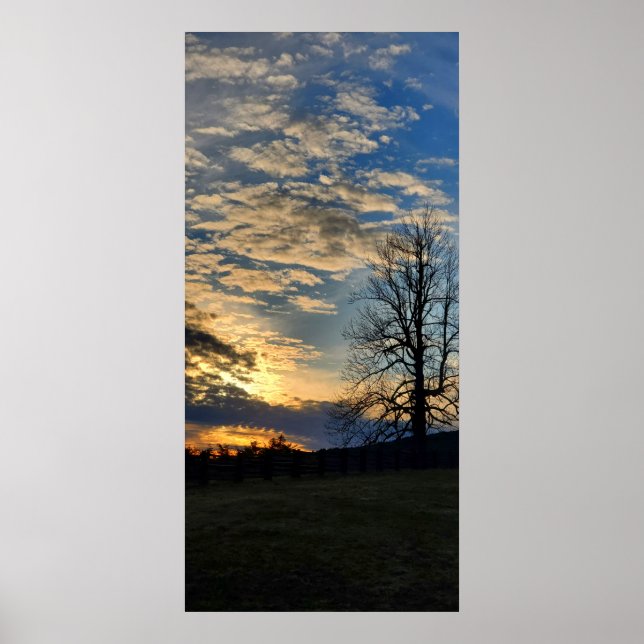 Poster Sunset Nublado no corredor azul (Frente)