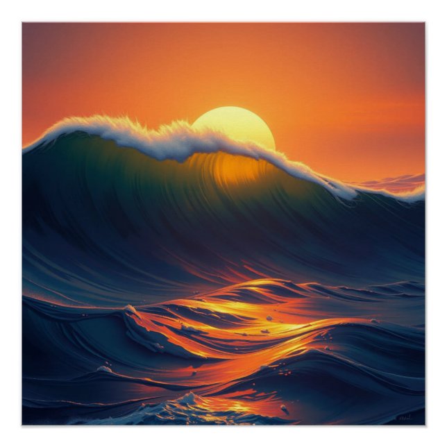 Póster sunset ocean wall art (Frente)