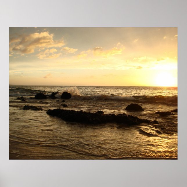Poster Sunset: ondas quebrando (Frente)