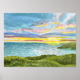 Poster Sunset Over Annestown Beach em Wexford, Irlanda
