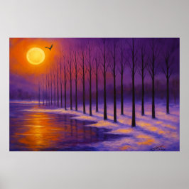 Poster Sunset over Frosty Forest