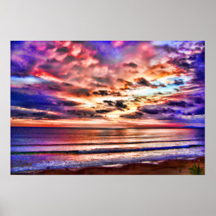 Poster Sunset Over Jaco Beach Costa Rica