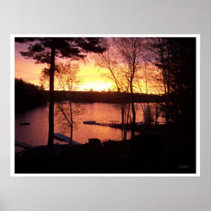 Póster Sunset Over the Lake