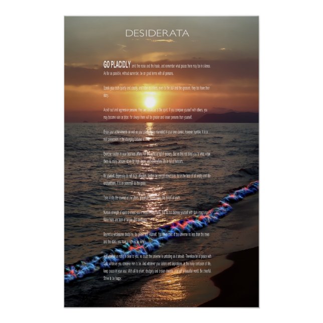 Póster Sunset Pacífico DESIDERATA (Frente)
