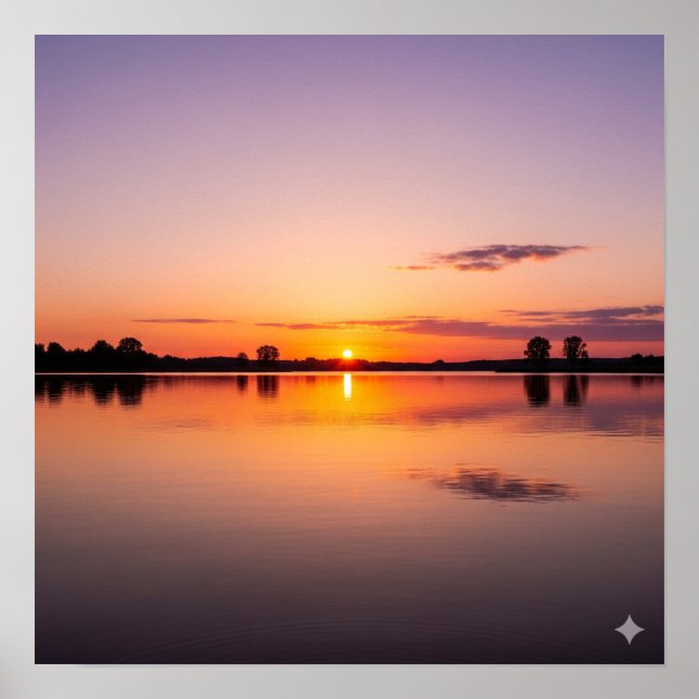 Poster Sunset pacífico no lago (Frente)