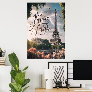 Poster Sunset Parisiense Com Torre Eiffel