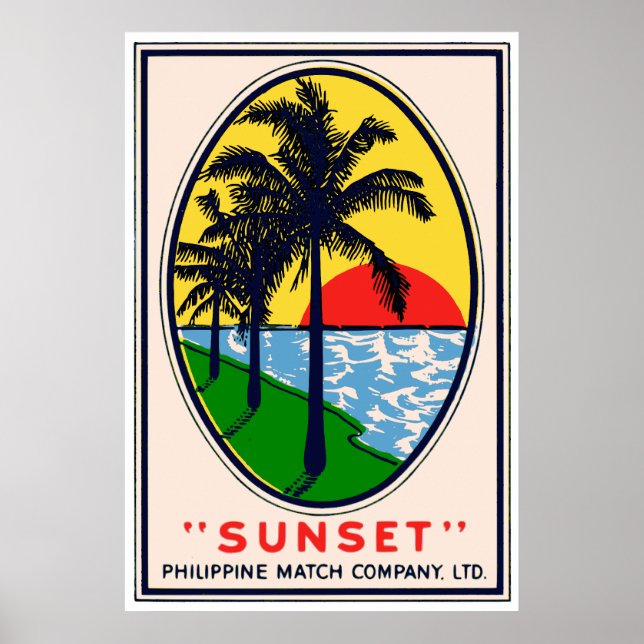 Póster Sunset Philippine Match Company, Rótulo LTD (Frente)
