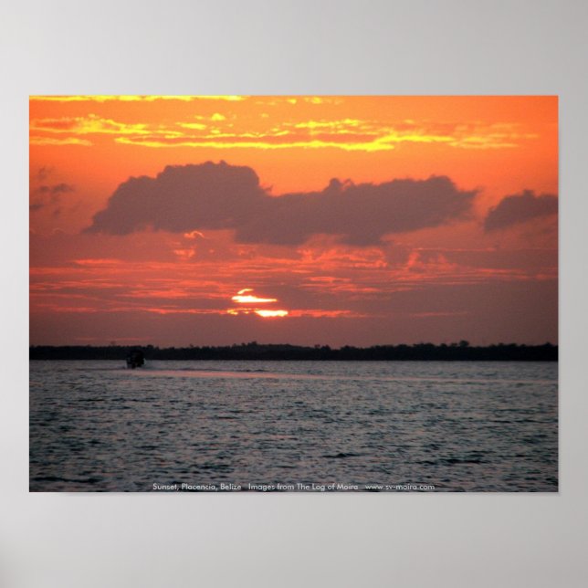 Poster Sunset, Placencia, Belize (Frente)