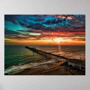 Póster Sunset próximo ao Cais Oceanside