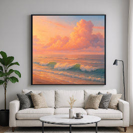 Poster Sunset Sea Cloud - Pastel Painting Style