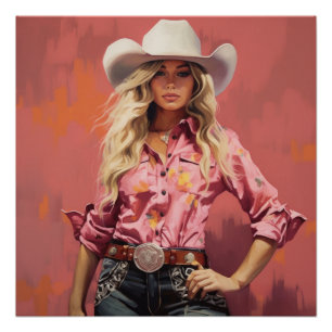 Póster Sunset Serenade: Arte de Muro de Cowgirl