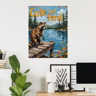 Poster Sunset Serenade: Raccoon no Pier
