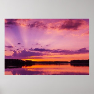Poster Sunset Sky Clouve Paisagem Roxa Verão