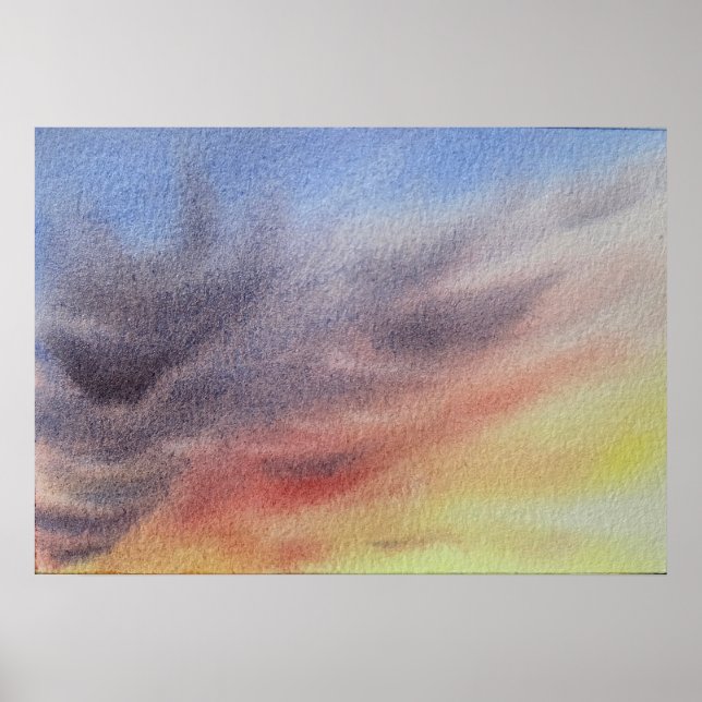 Poster Sunset Sky Watercolor Painting  (Frente)