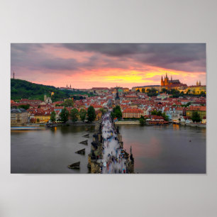 Poster Sunset sobre Charles Bridge