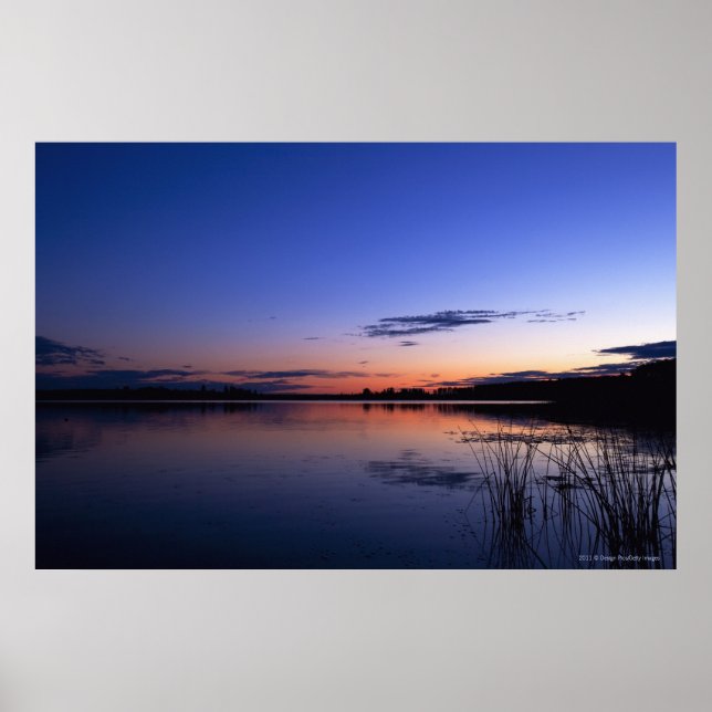 Póster Sunset Sobre Lago Wabamun Com Grama (Frente)