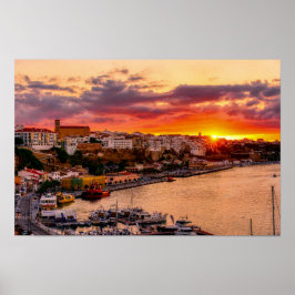Poster Sunset sobre Mahon porto - Menorca, Espanha