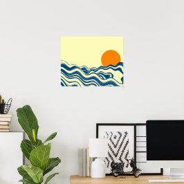 Poster Sunset Sobre Ondas