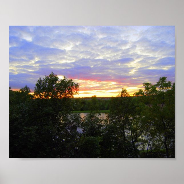 Póster Sunset sobre Stilwell Pond (10x8 polegadas) (Frente)