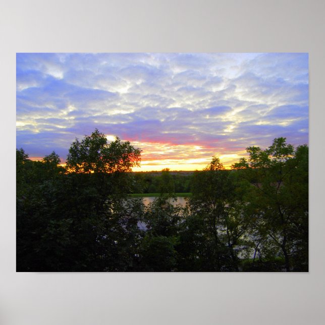 Póster Sunset sobre Stilwell Pond (16x12) (Frente)