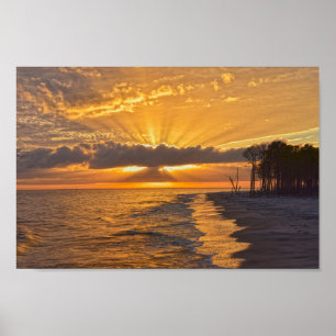 Poster Sunset Sunbeams na Ilha Dauphin, Alabama