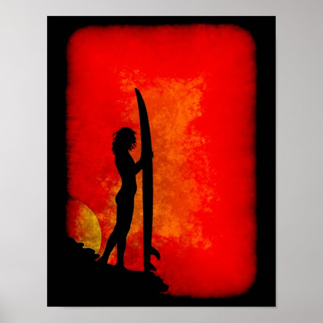 Poster Sunset Surfer Girl (Frente)