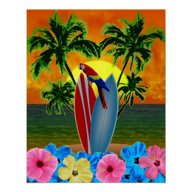 Póster Sunset tropical (Frente)