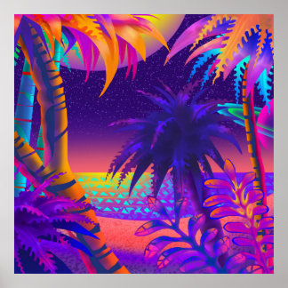 Póster Sunset tropical em Titã