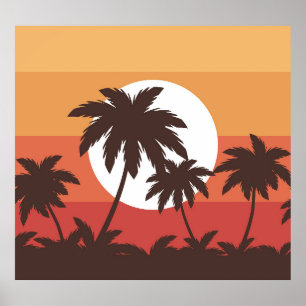 Poster Sunset Tropical Palm Beach