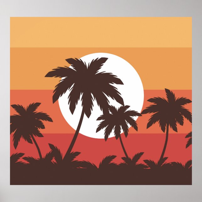 Poster Sunset Tropical Palm Beach (Frente)