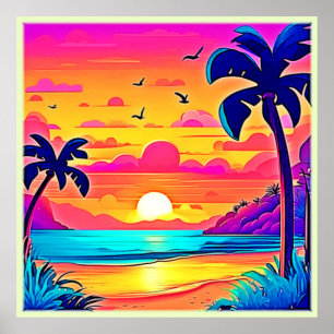 Poster Sunset tropical vibrante