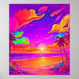 Poster Sunset tropical vibrante