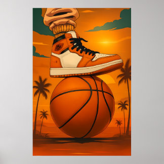Poster Sunset Vibes Sneaker no Basquete