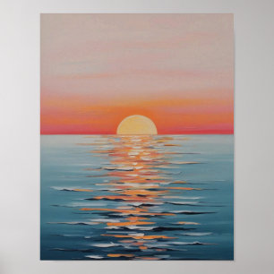 Poster Sunset Vibrante Sobre Águas Tranquilas
