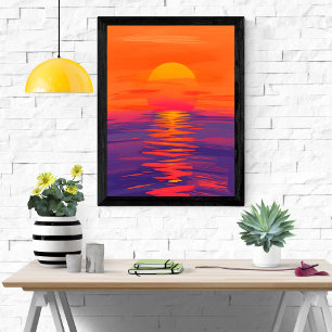Poster Sunset Vibrante Sobre O Oceano
