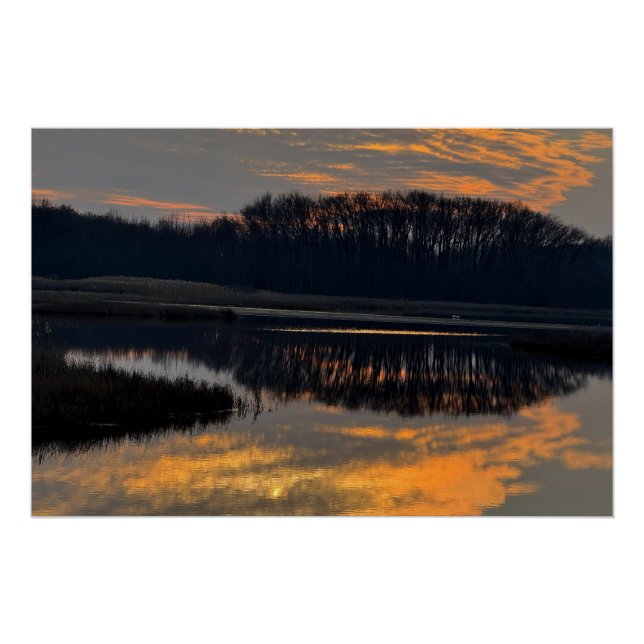 Póster Sunset Waterscape Reflection Photo Poster (Frente)
