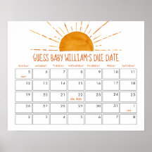 Sunshine Adivinha O Chá de fraldas Da Data De Venc