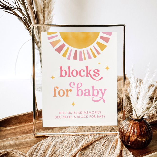 Poster Sunshine Baby Shower Blocks for Baby Sign (Criador carregado)