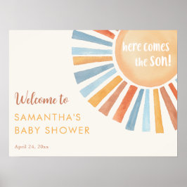 Poster Sunshine Boho chá de fraldas aqui vem o Filho