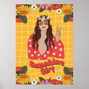 Poster Sunshine Girl groovy retro