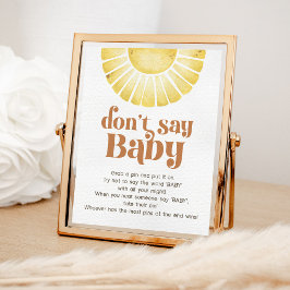 Poster Sunshine Não Diga Bebê Jogo Boho Sinal Retroativo