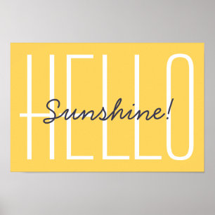 Poster Sunshine Quote Amarelo Brilhante Alô Minimalista